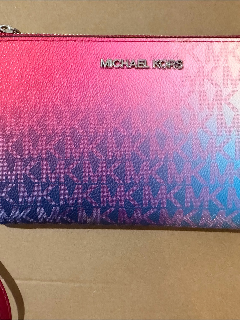 Michael Kors Pink to Blue Ombre Signature Wristlet